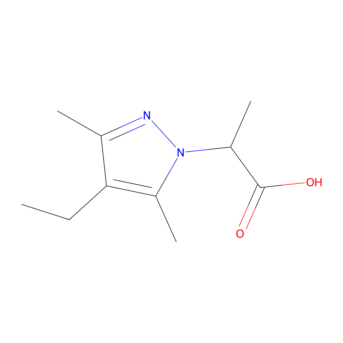 2-(4-Ethyl-3,5-dimethyl-1H-pyrazol-1-yl)propanoic acid molecular structure, CAS 1217862-44-6