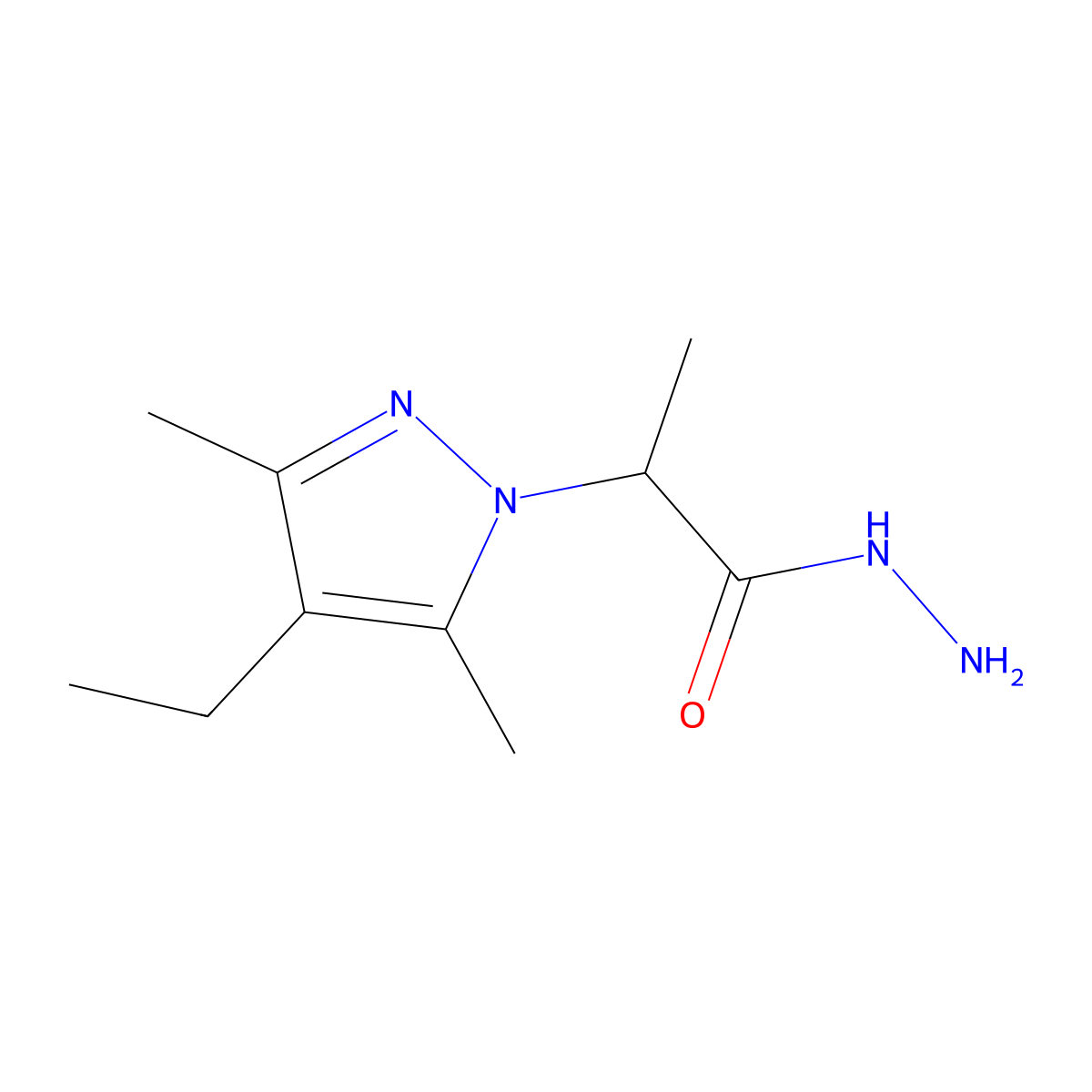 2-(4-Ethyl-3,5-dimethyl-1H-pyrazol-1-yl)propanohydrazide molecular structure, CAS 1217862-46-8