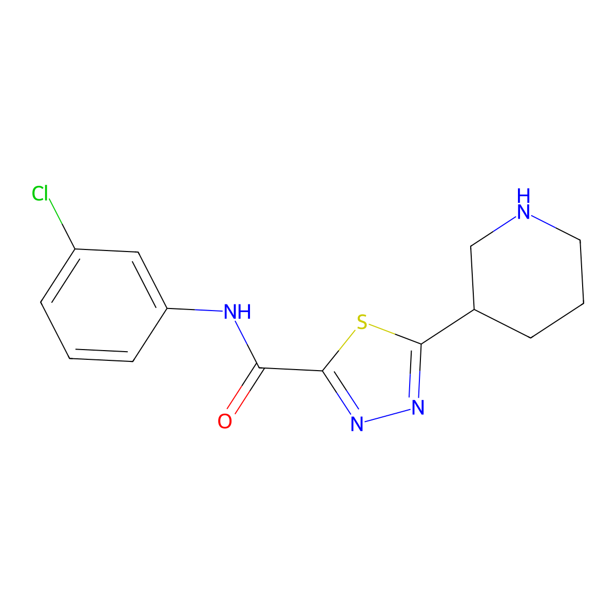N-(3-chlorophenyl)-5-piperidin-3-yl-1,3,4-thiadiazole-2-carboxamide molecular structure, CAS 1217862-51-5
