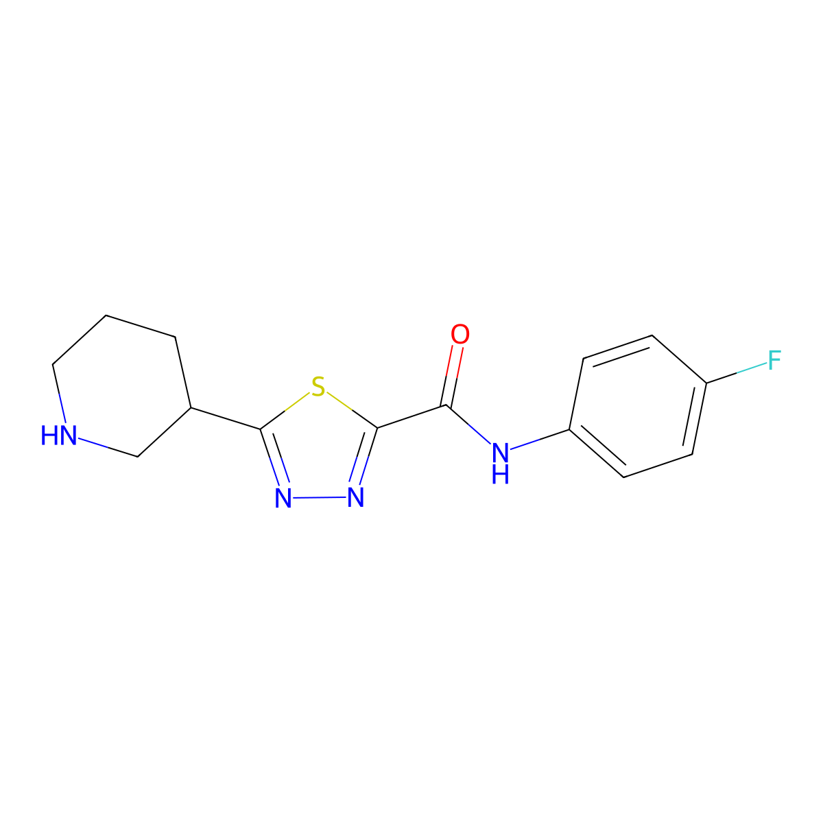 N-(4-Fluorophenyl)-5-piperidin-3-yl-1,3,4-thiadiazole-2-carboxamide molecular structure, CAS 1217862-52-6