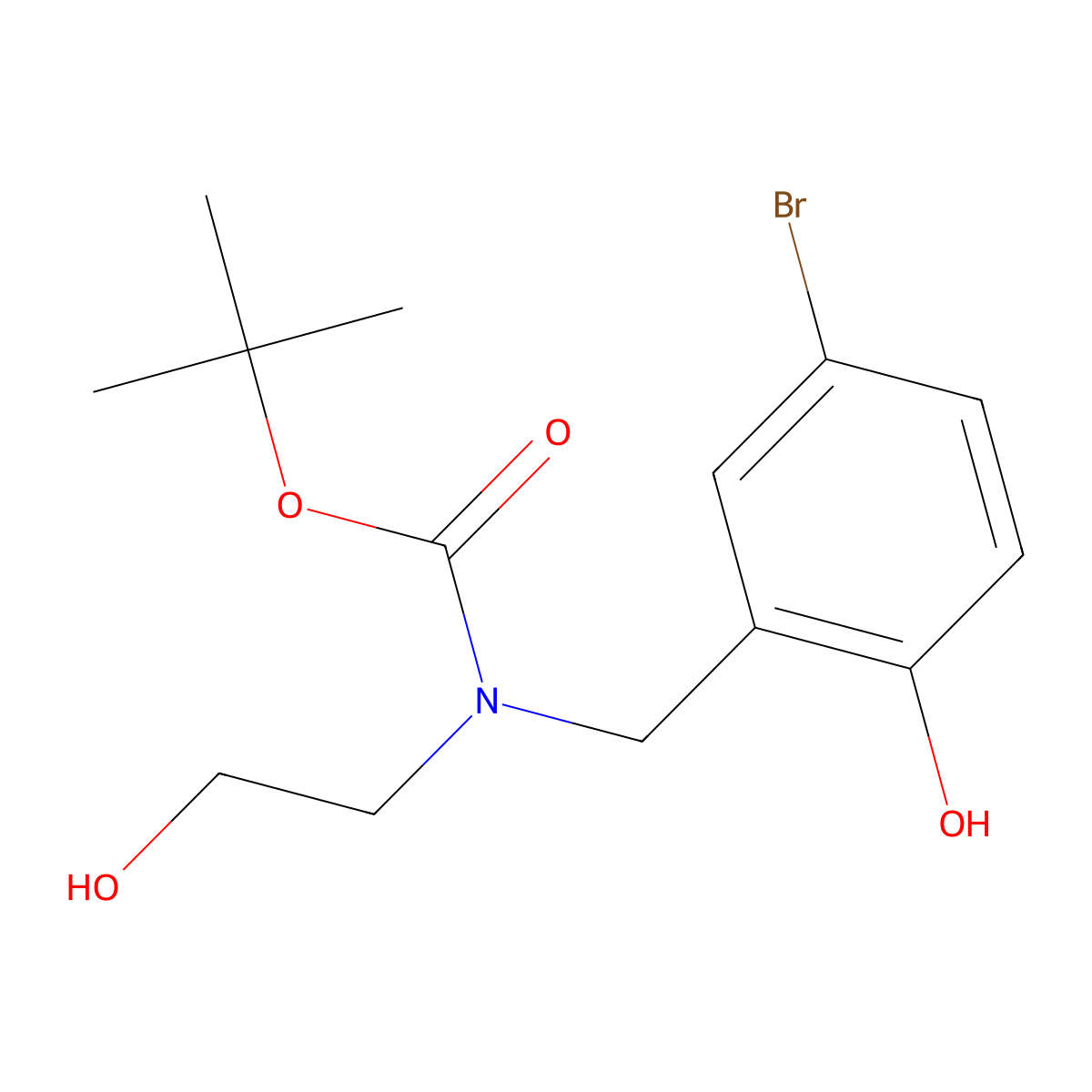 tert-Butyl (5-bromo-2-hydroxybenzyl)(2-hydroxyethyl)carbamate molecular structure, CAS 1217862-54-8
