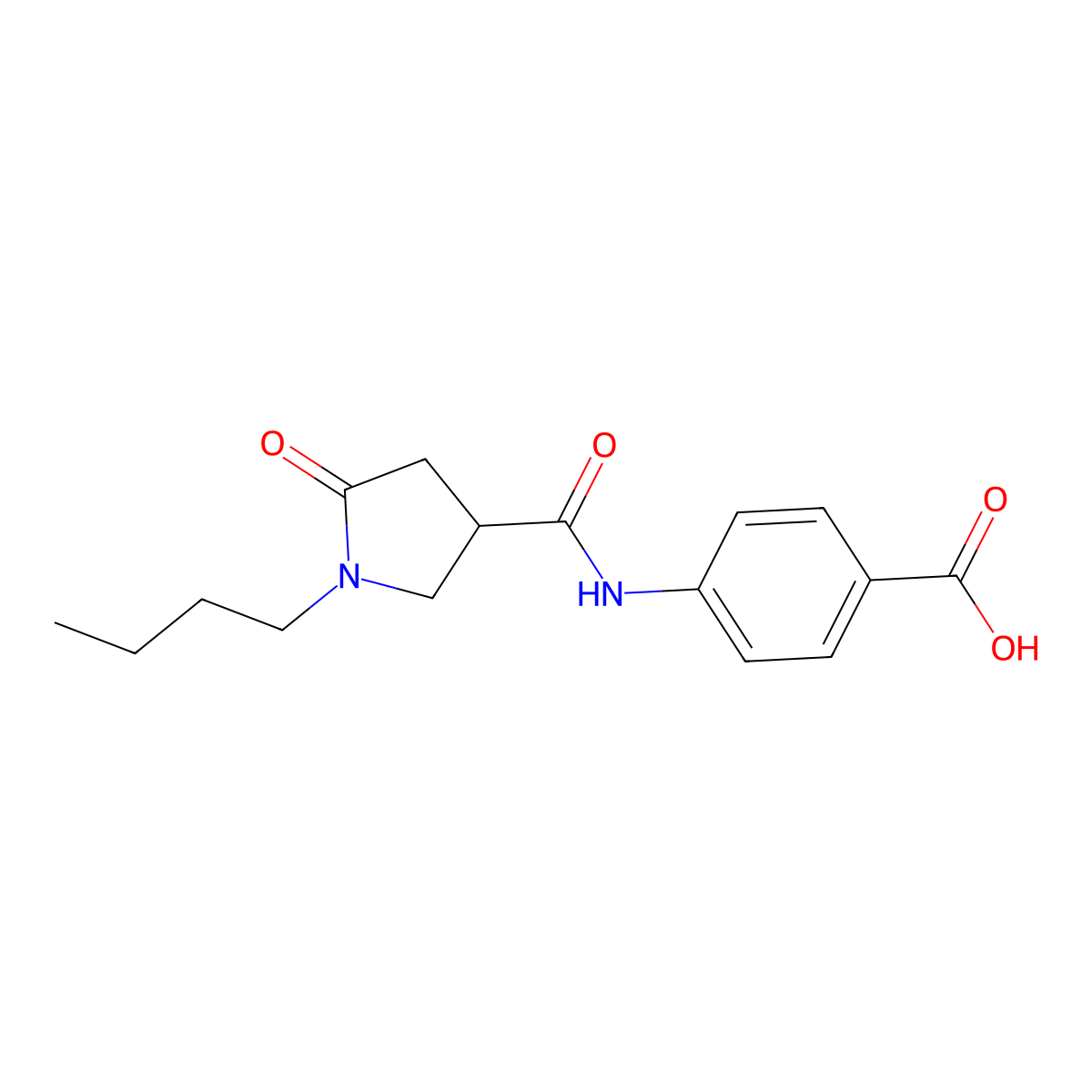 4-{[(1-Butyl-5-oxopyrrolidin-3-yl)carbonyl]amino}benzoic acid molecular structure, CAS 1217862-59-3