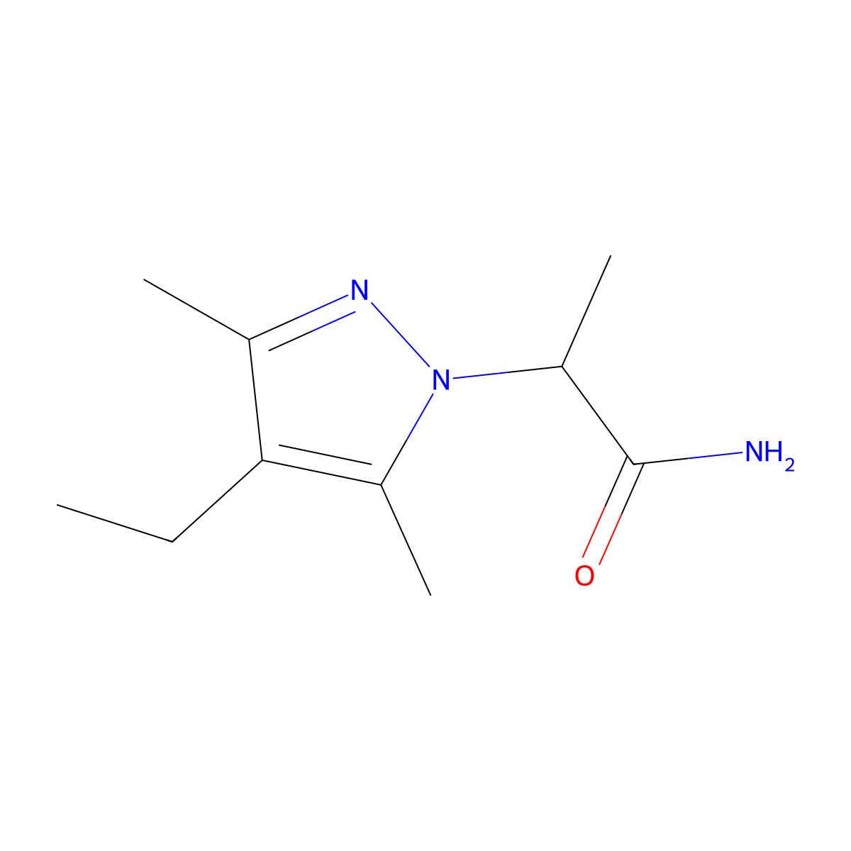 2-(4-Ethyl-3,5-dimethyl-1H-pyrazol-1-yl)propanamide molecular structure, CAS 1217862-61-7