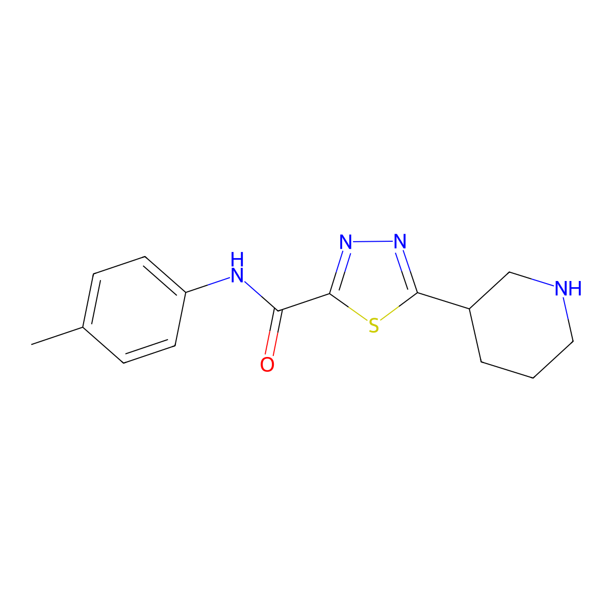 N-(4-methylphenyl)-5-piperidin-3-yl-1,3,4-thiadiazole-2-carboxamide molecular structure, CAS 1217862-62-8