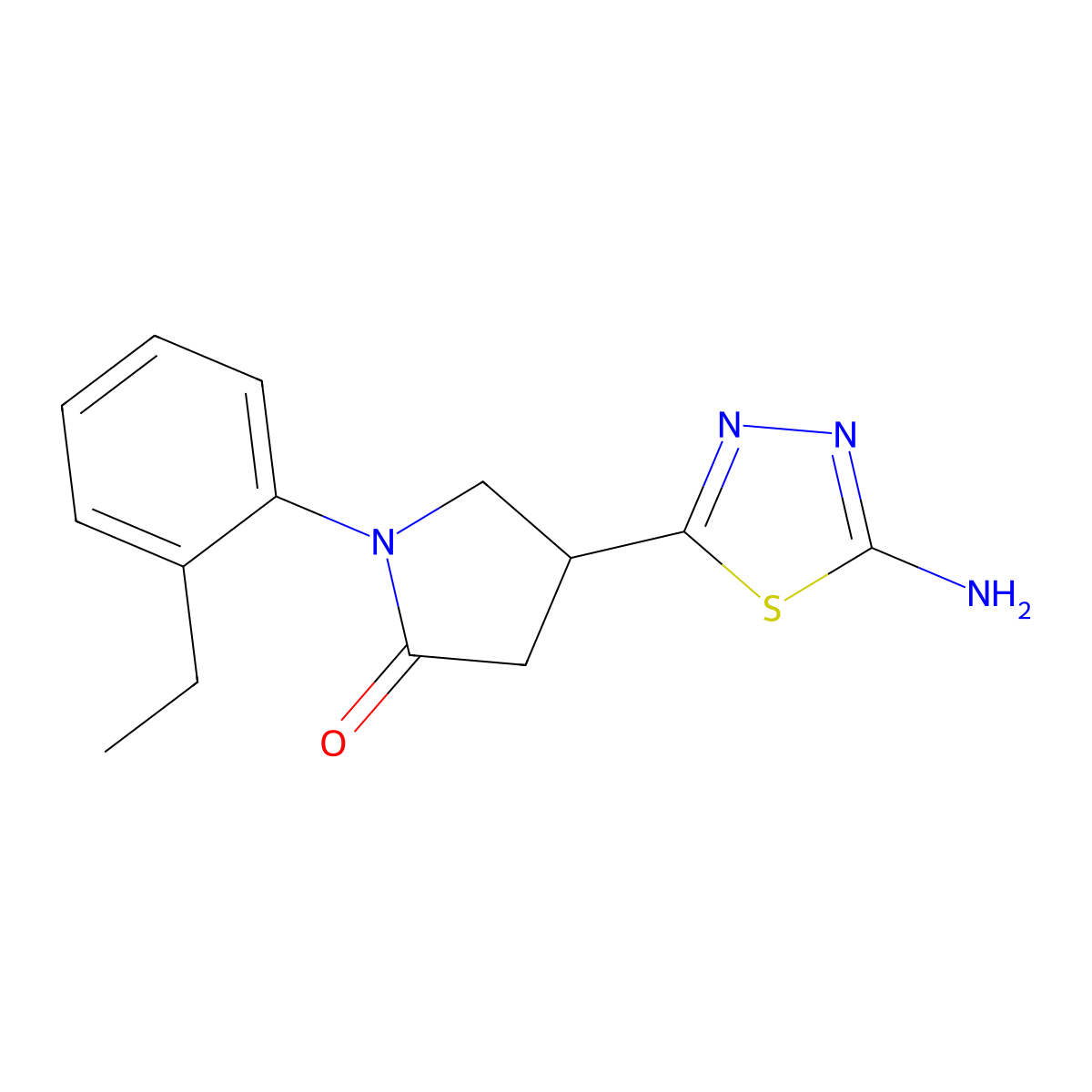 4-(5-Amino-1,3,4-thiadiazol-2-yl)-1-(2-ethylphenyl)pyrrolidin-2-one molecular structure, CAS 1217862-63-9