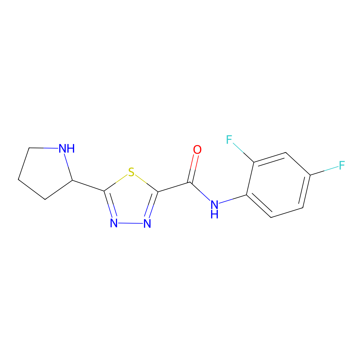 N-(2,4-Difluorophenyl)-5-pyrrolidin-2-yl-1,3,4-thiadiazole-2-carboxamide molecular structure, CAS 1217862-70-8