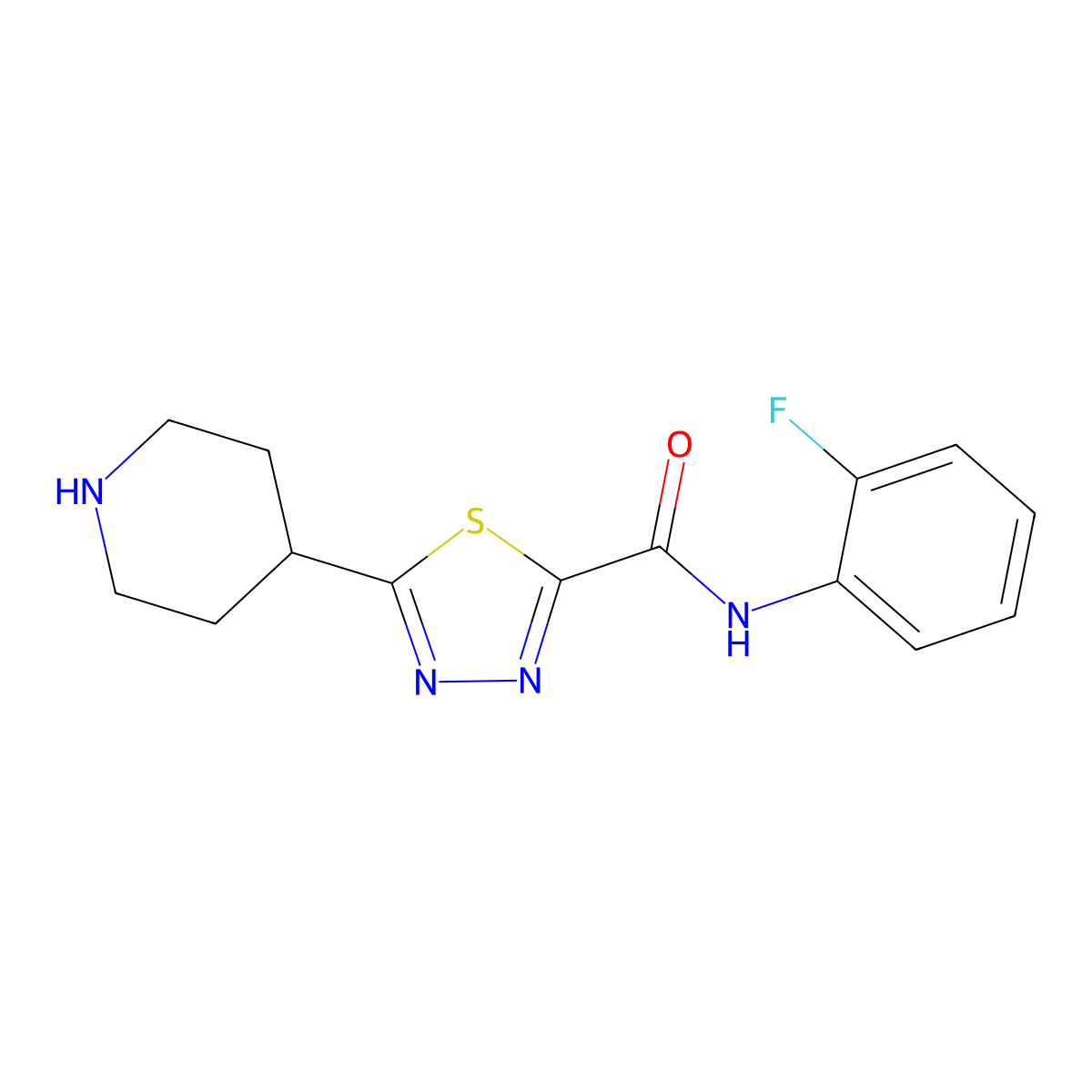 N-(2-Fluorophenyl)-5-piperidin-4-yl-1,3,4-thiadiazole-2-carboxamide molecular structure, CAS 1217862-72-0