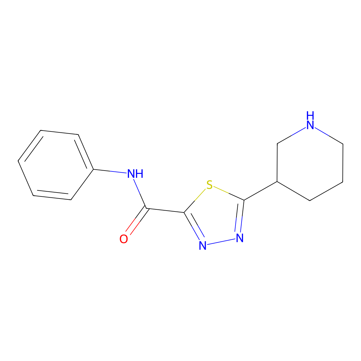 N-phenyl-5-(piperidin-3-yl)-1,3,4-thiadiazole-2-carboxamide molecular structure, CAS 1217862-73-1