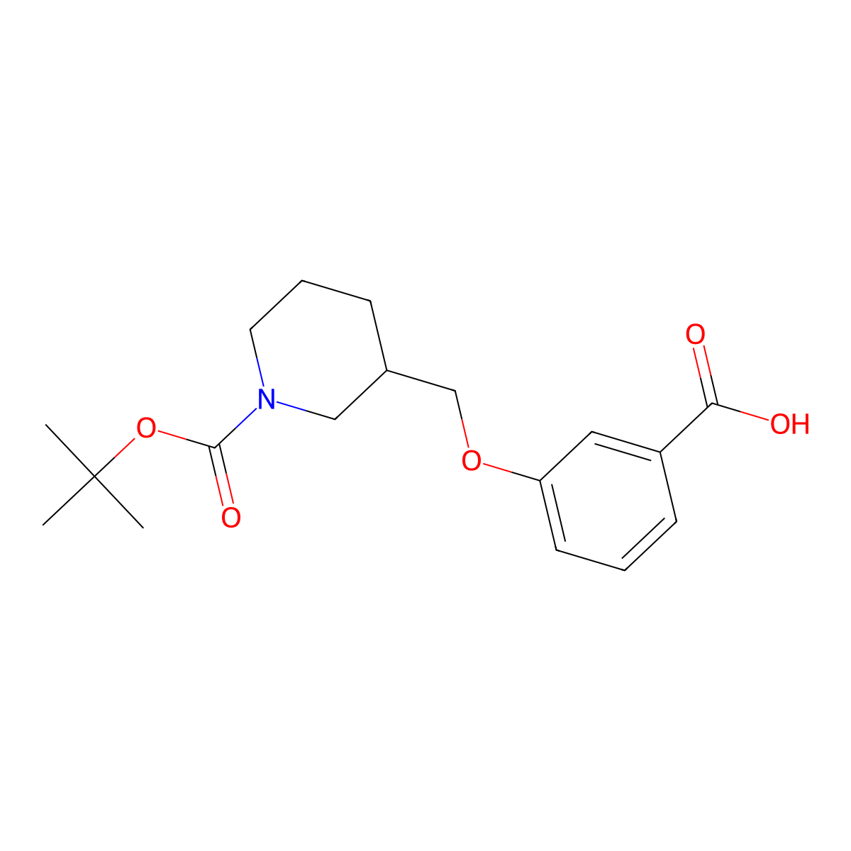 3-{[1-(Tert-butoxycarbonyl)piperidin-3-yl]methoxy}benzoic acid molecular structure, CAS 1217862-74-2