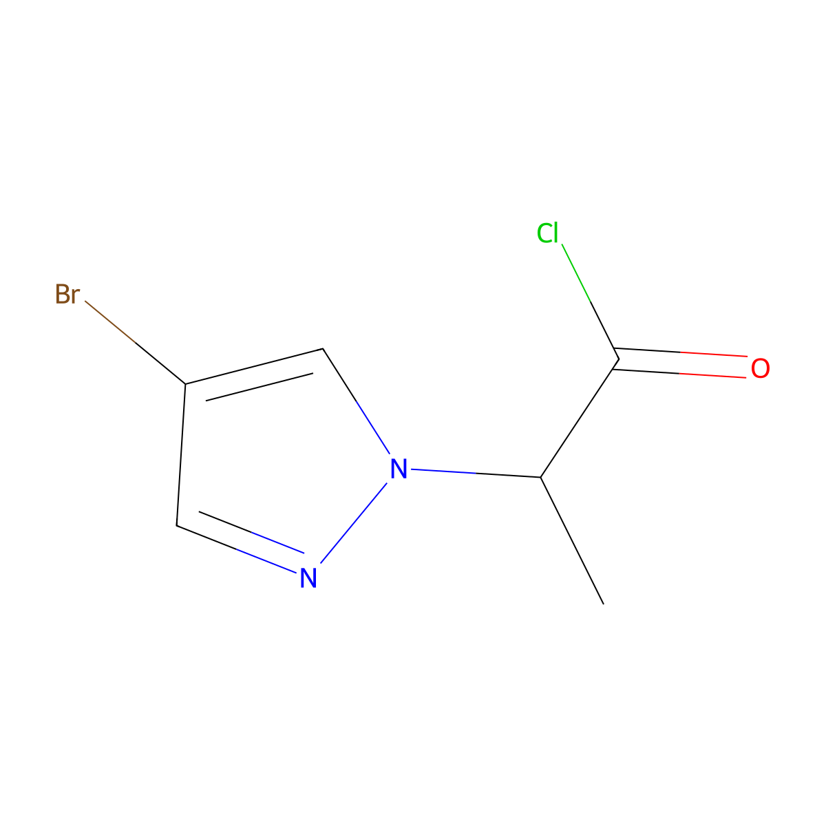 2-(4-Bromo-1H-pyrazol-1-yl)propanoyl chloride molecular structure, CAS 1217862-80-0