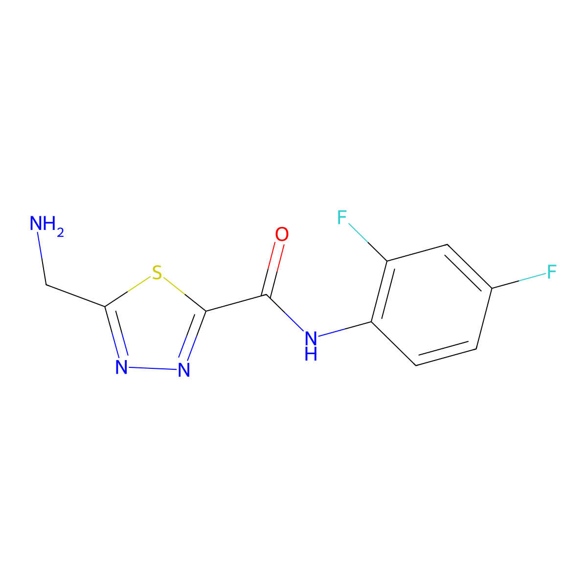 5-(aminomethyl)-N-(2,4-difluorophenyl)-1,3,4-thiadiazole-2-carboxamide molecular structure, CAS 1217862-93-5