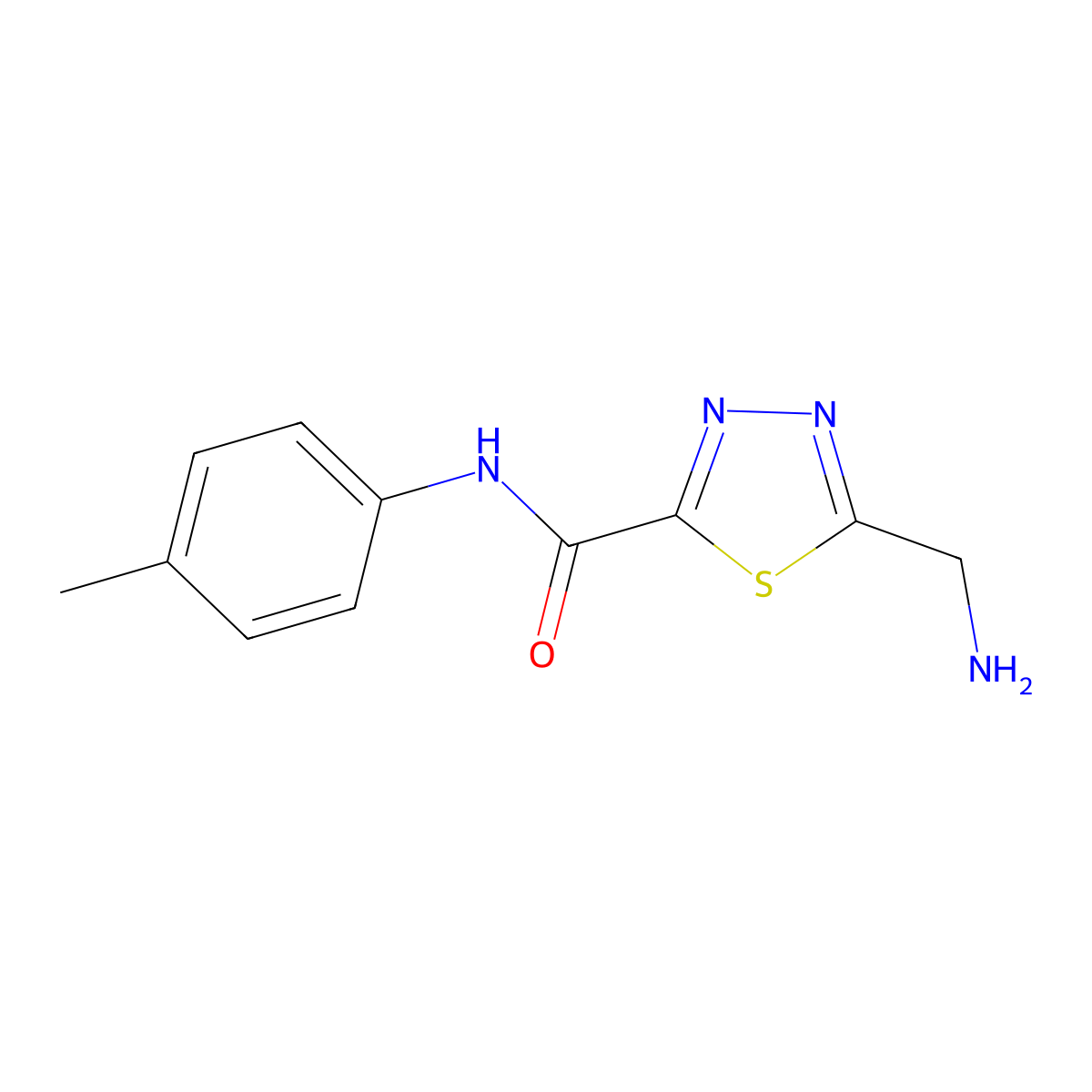 5-(Aminomethyl)-N-(4-methylphenyl)-1,3,4-thiadiazole-2-carboxamide molecular structure, CAS 1217862-94-6