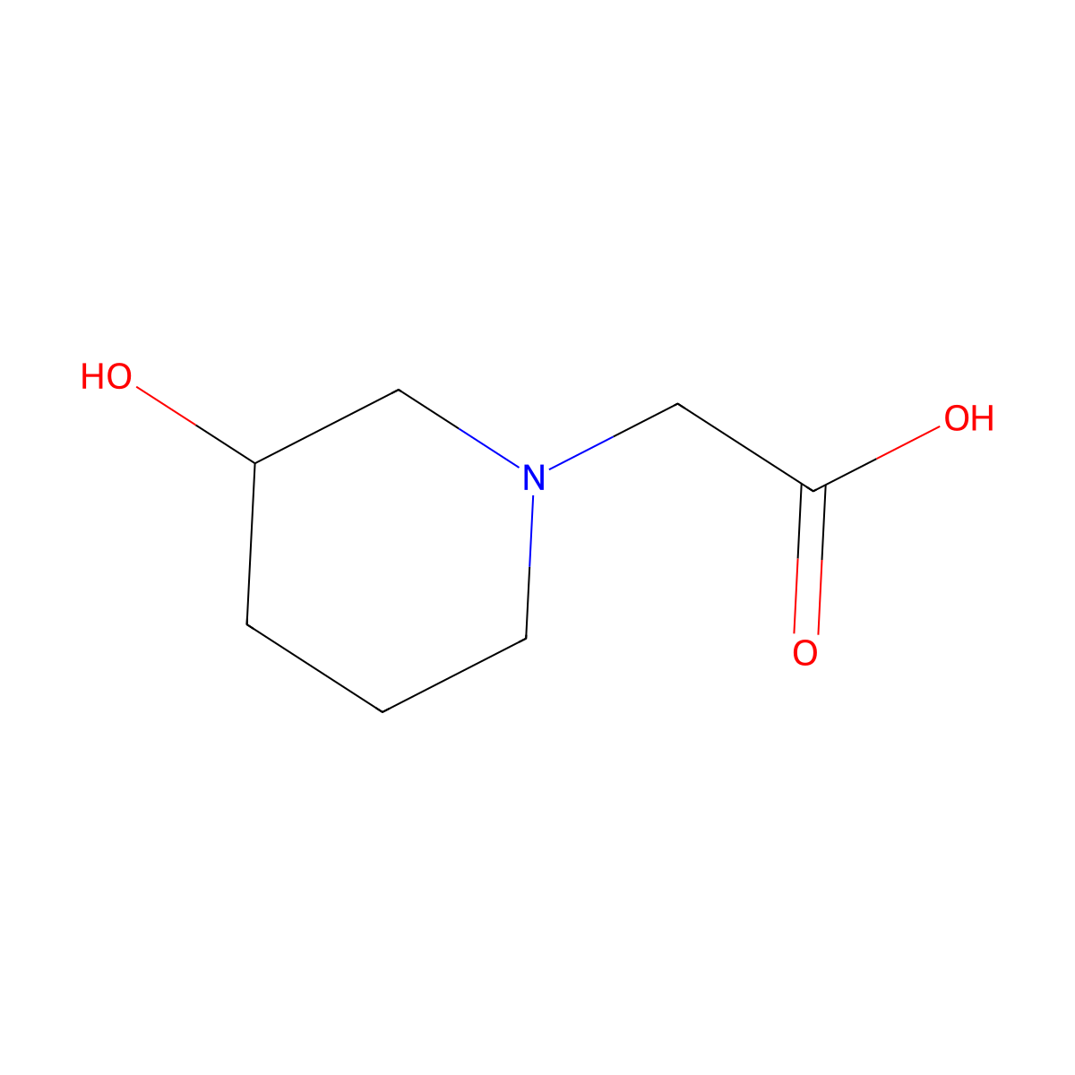 2-(3-Hydroxypiperidin-1-yl)acetic acid molecular structure, CAS 1217862-95-7