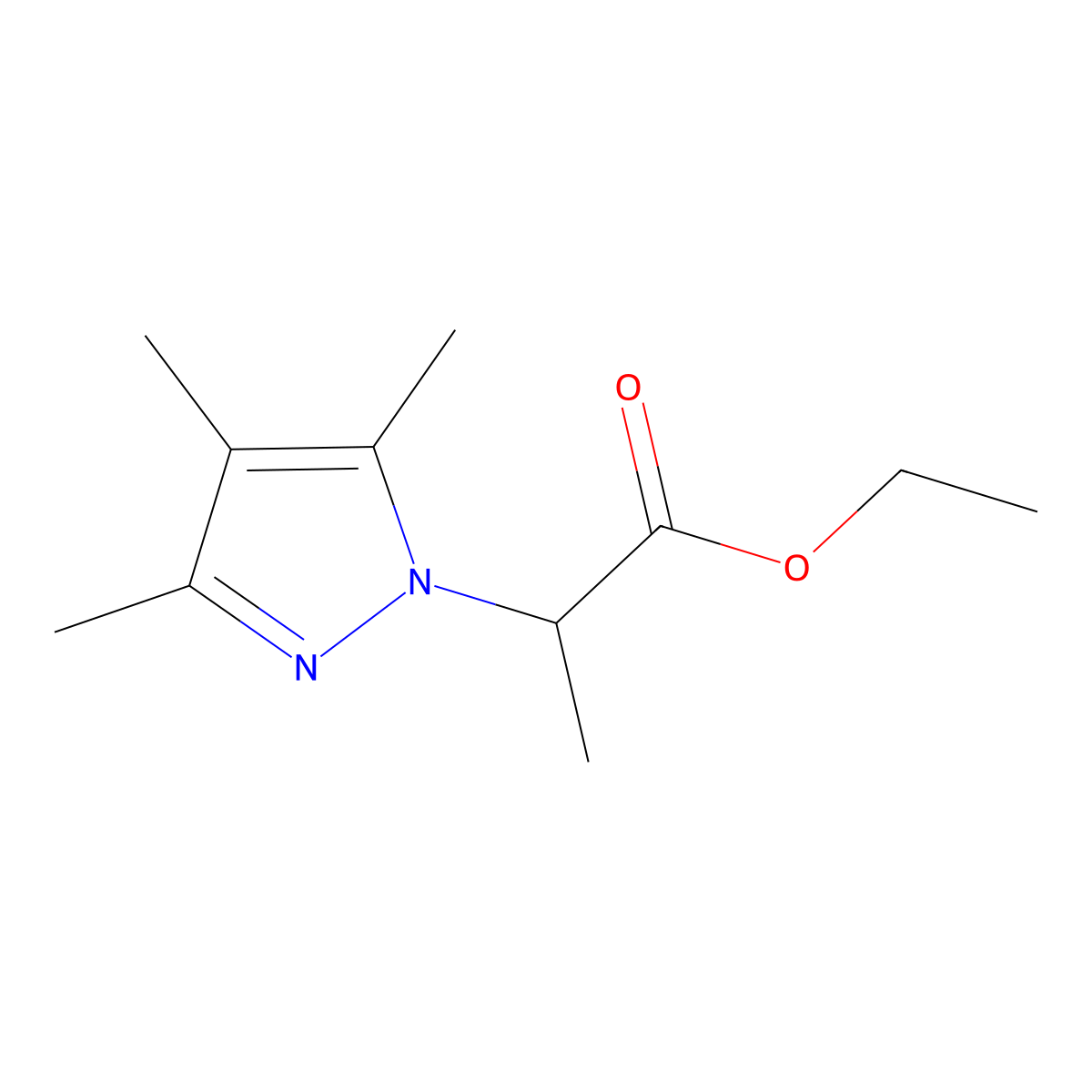 Ethyl 2-(3,4,5-trimethyl-1H-pyrazol-1-yl)propanoate molecular structure, CAS 1217862-97-9