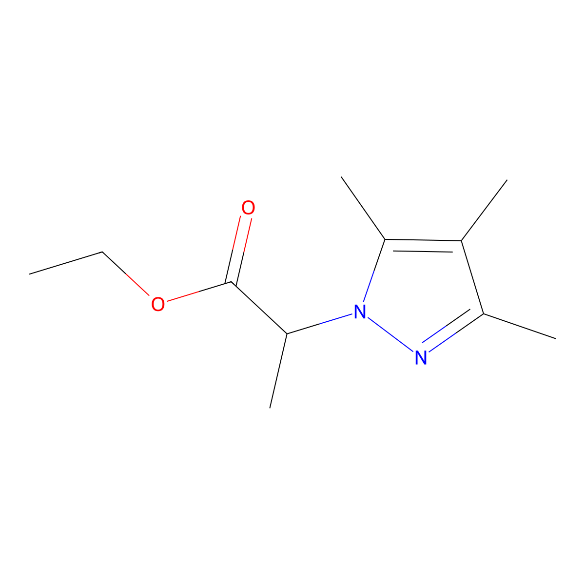 Ethyl 2-(3,4,5-trimethyl-1H-pyrazol-1-yl)propanoate molecular structure, CAS 1217862-97-9