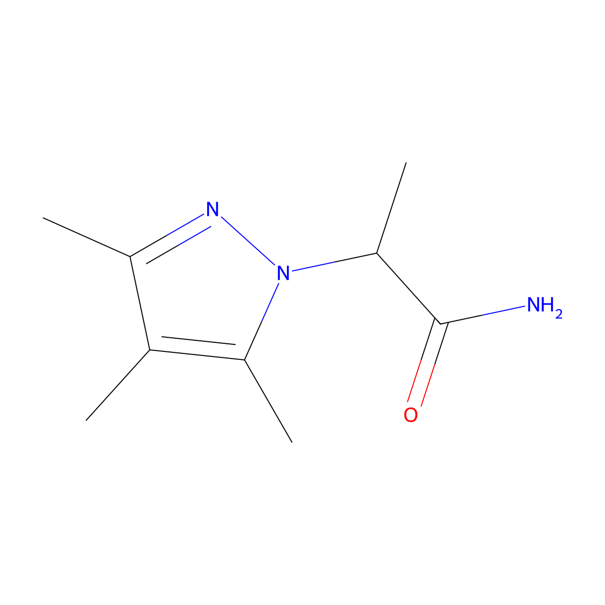 2-(3,4,5-Trimethyl-1H-pyrazol-1-yl)propanamide molecular structure, CAS 1217862-98-0