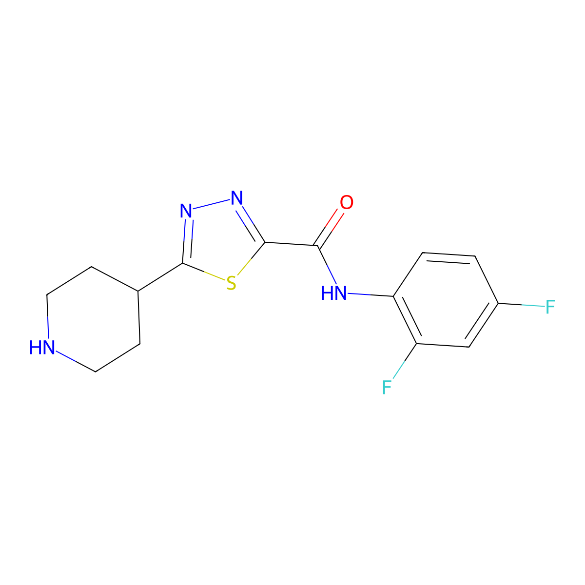 N-(2,4-difluorophenyl)-5-piperidin-4-yl-1,3,4-thiadiazole-2-carboxamide molecular structure, CAS 1217862-99-1