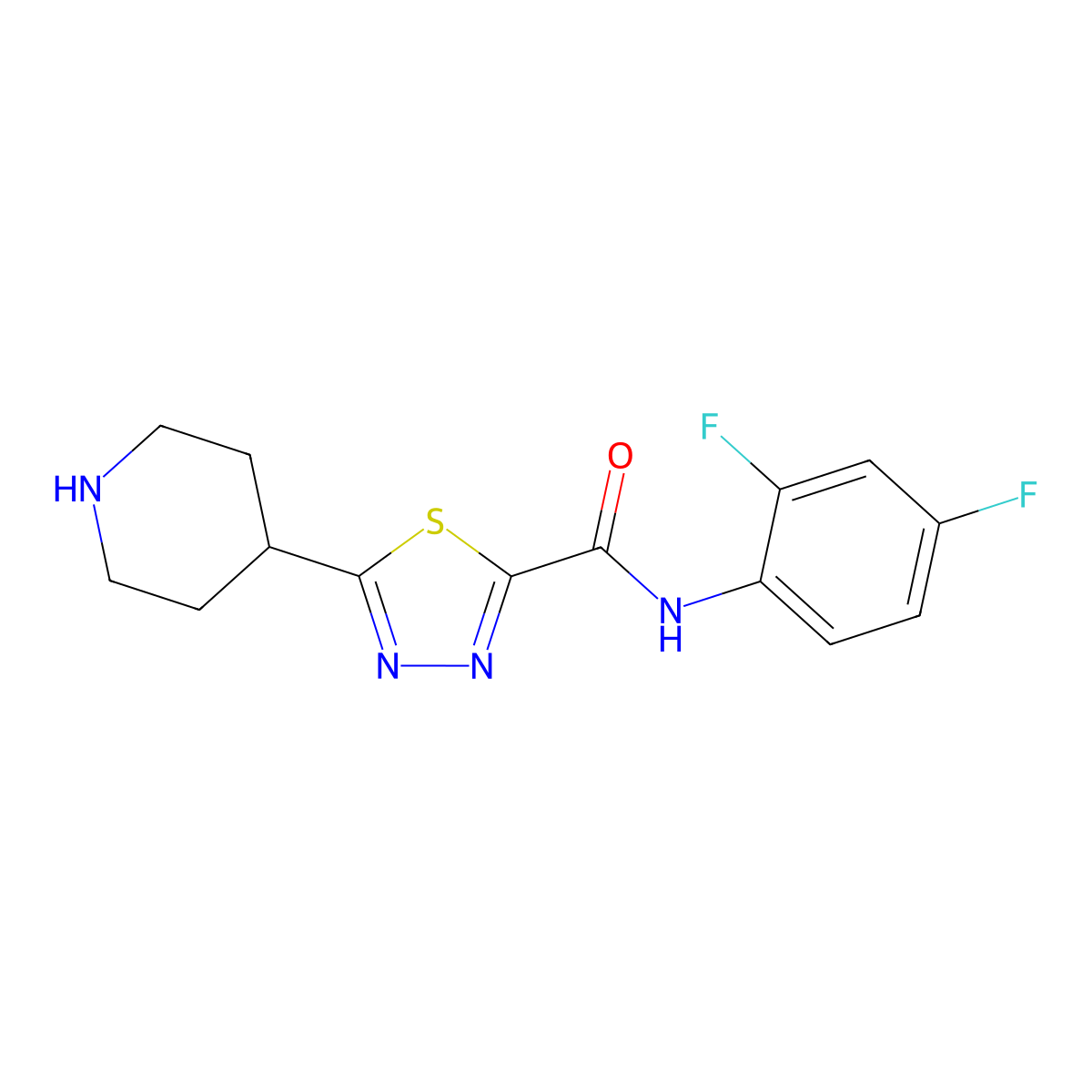 N-(2,4-difluorophenyl)-5-piperidin-4-yl-1,3,4-thiadiazole-2-carboxamide molecular structure, CAS 1217862-99-1