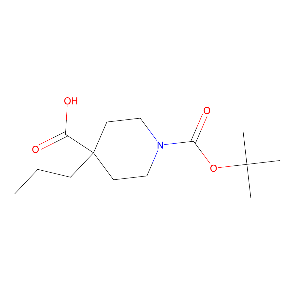 1-((Tert-butoxy)carbonyl)-4-propylpiperidine-4-carboxylic acid molecular structure, CAS 1217863-02-9