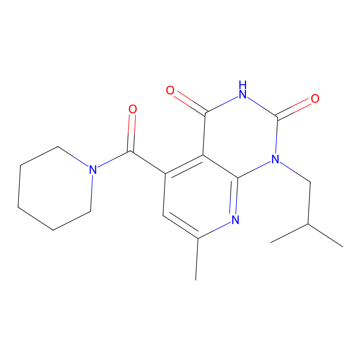 1-Isobutyl-7-methyl-5-(piperidine-1-carbonyl)pyrido[2,3-d]pyrimidine-2,4(1H,3H)-dione molecular structure, CAS 1217863-03-0