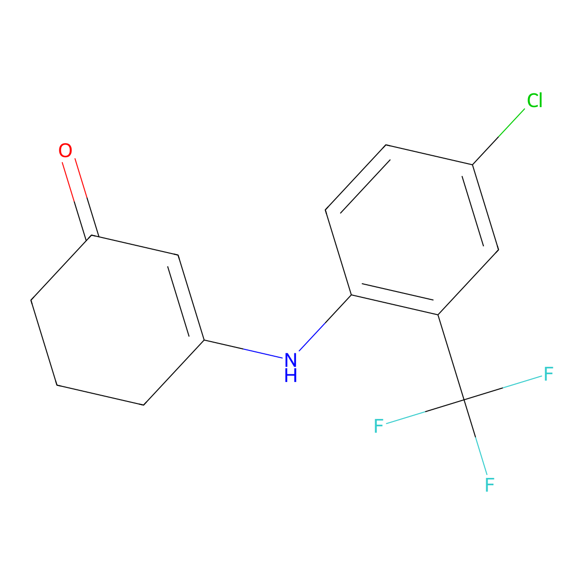 3-{[4-Chloro-2-(trifluoromethyl)phenyl]amino}cyclohex-2-en-1-one molecular structure, CAS 1217863-05-2