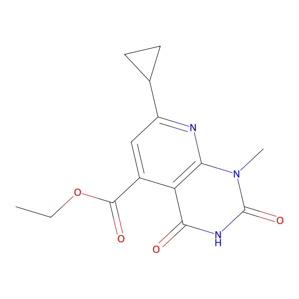 Ethyl 7-Cyclopropyl-1-methyl-2,4-dioxo-1,2,3,4-tetrahydropyrido[2,3-d]pyrimidine-5-carboxylate molecular structure, CAS 1217863-09-6