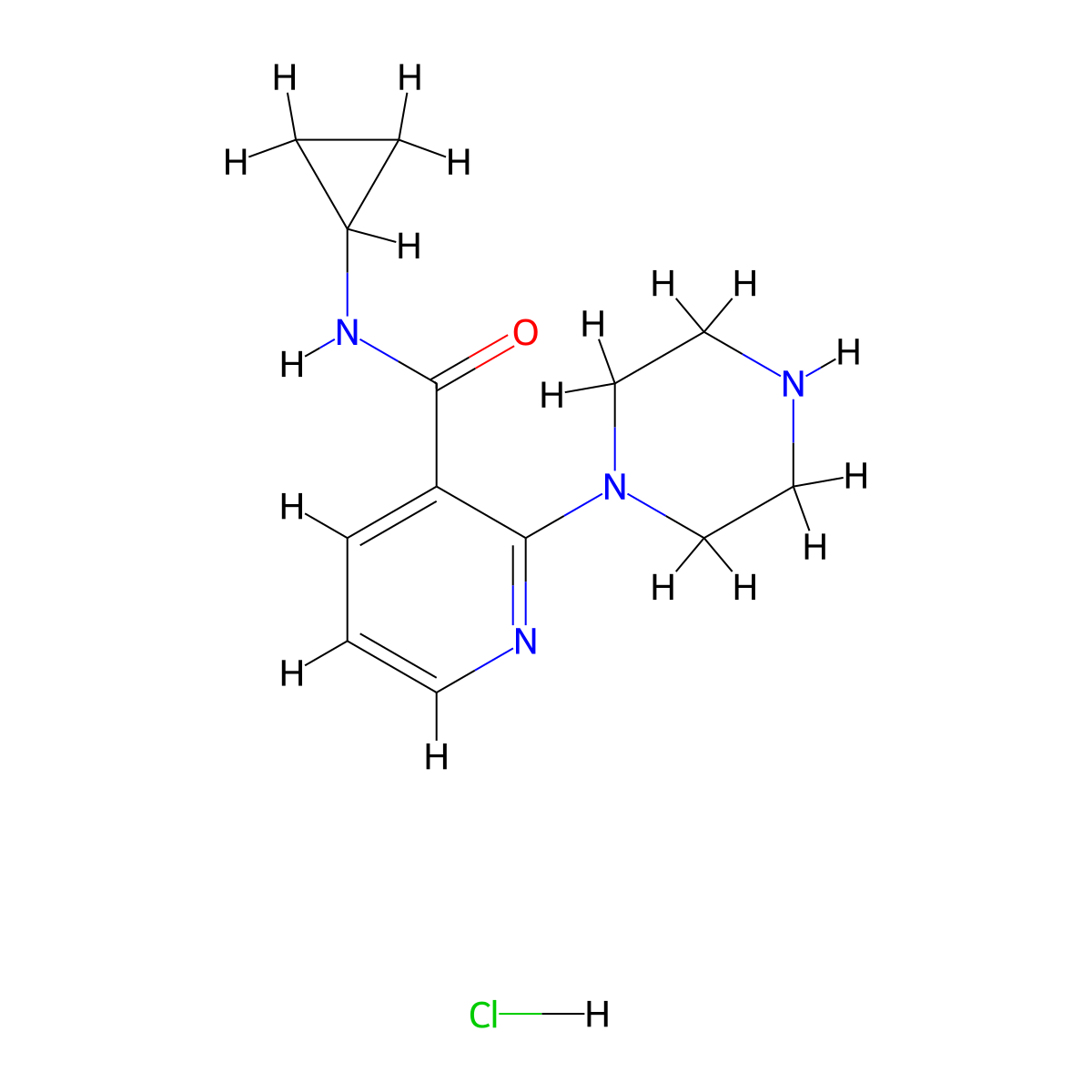 N-Cyclopropyl-2-(piperazin-1-yl)nicotinamide hydrochloride molecular structure, CAS 1217863-64-3