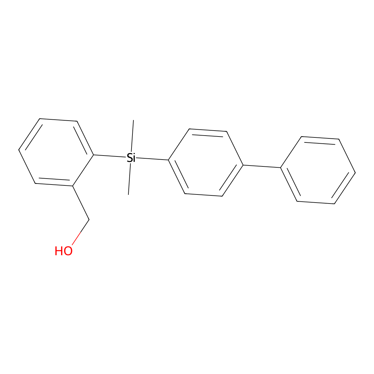 (2-(Dimethyl(4-phenylphenyl)silyl)phenyl)methanol molecular structure, CAS 1217863-72-3
