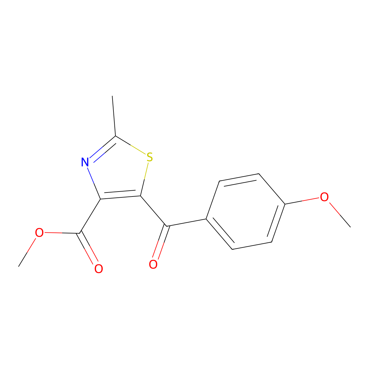 Methyl 5-(4-methoxybenzoyl)-2-methyl-1,3-thiazole-4-carboxylate molecular structure, CAS 1217866-89-1