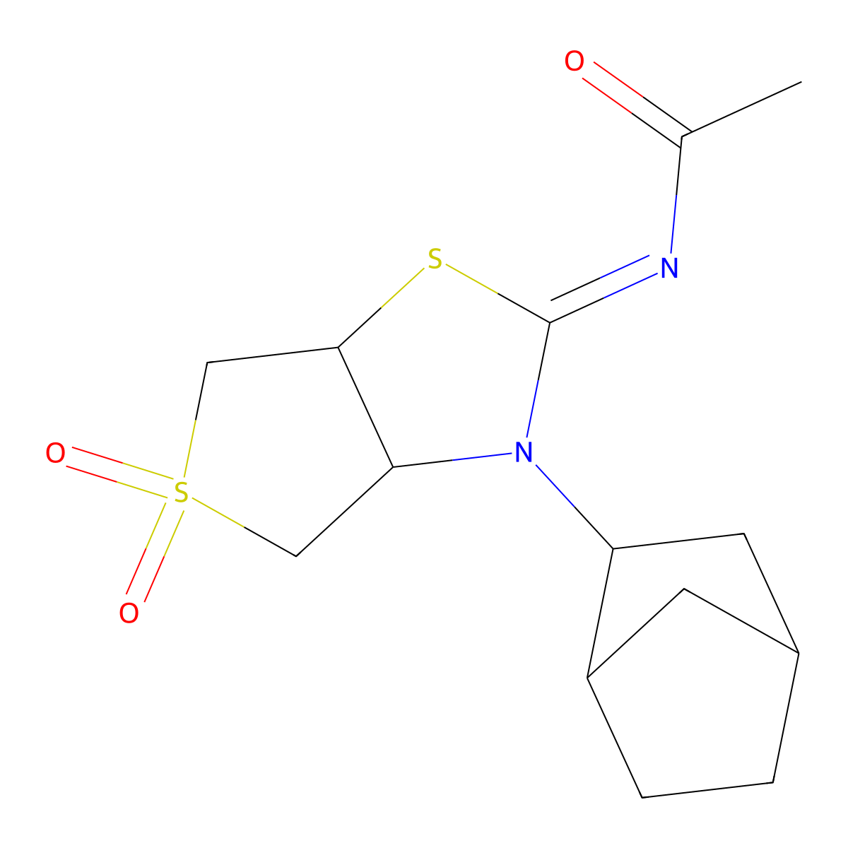 N-[(2E)-3-(bicyclo[2.2.1]hept-2-yl)-5,5-dioxidotetrahydrothieno[3,4-d][1,3]thiazol-2(3H)-ylidene]acetamide molecular structure, CAS 1217870-57-9