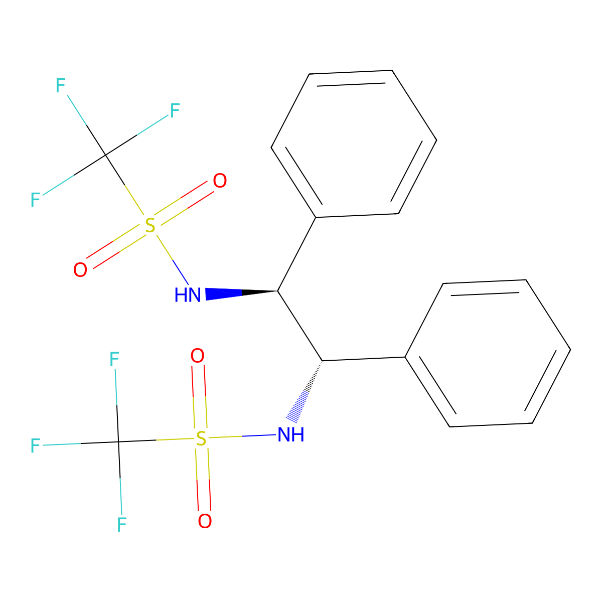 N,N'-((1S,2S)-1,2-diphenylethane-1,2-diyl)bis(1,1,1-trifluoromethanesulfonamide) molecular structure, CAS 121788-77-0