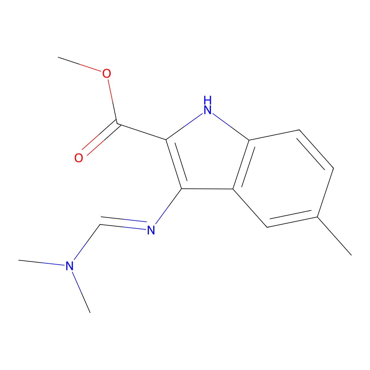 methyl 3-{[(1E)-(dimethylamino)methylene]amino}-5-methyl-1H-indole-2-carboxylate molecular structure, CAS 1217885-74-9