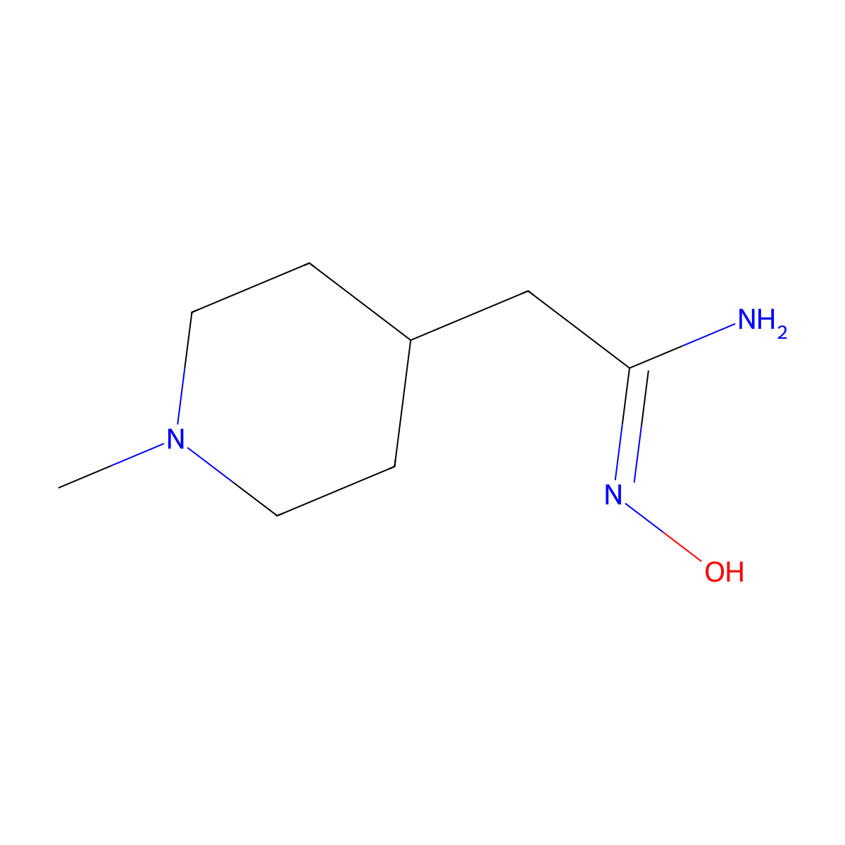 (1E)-N'-Hydroxy(1-methylpiperidin-4-yl)ethanimidamide molecular structure, CAS 1217885-76-1