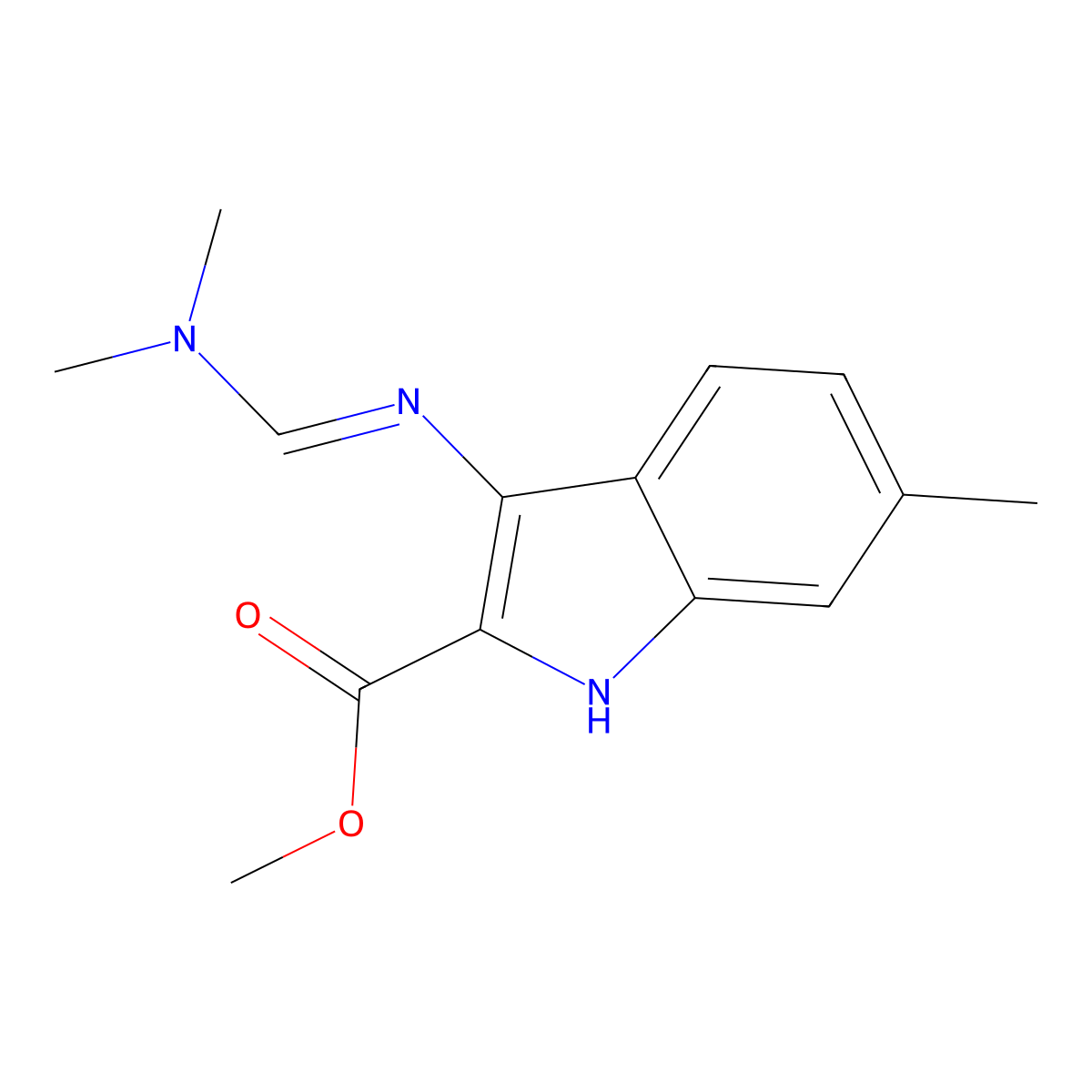 Methyl 3-(((dimethylamino)methylene)amino)-6-methyl-1H-indole-2-carboxylate molecular structure, CAS 1217885-78-3