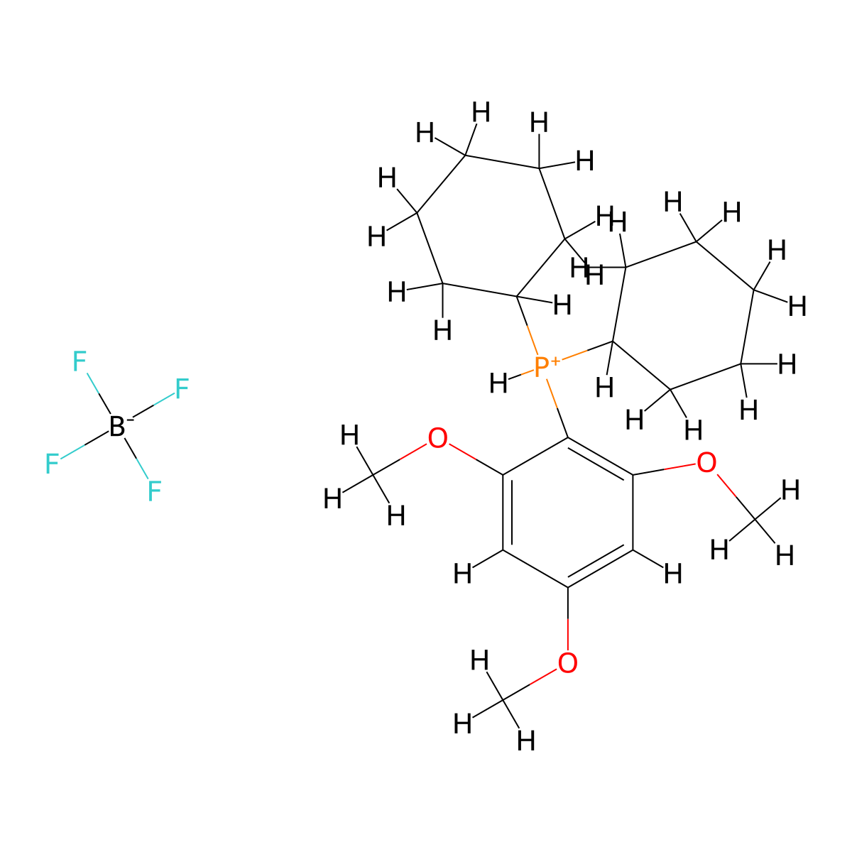 2,4,6-Trimethoxyphenyl]dicyclohexylphosphonium tetrafluoroborate molecular structure, CAS 1217887-12-1