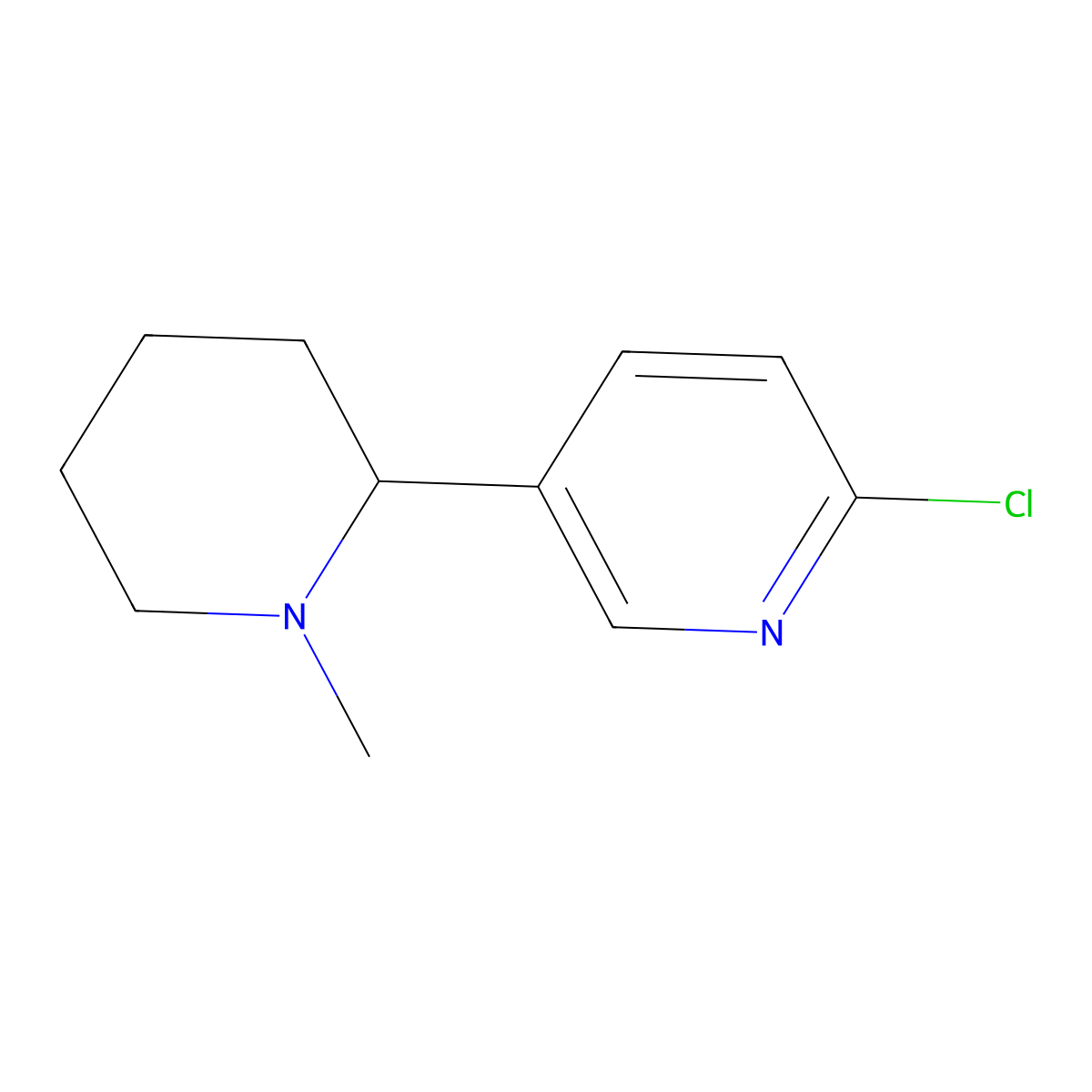 2-Chloro-5-(1-methylpiperidin-2-yl)pyridine molecular structure, CAS 1217891-08-1