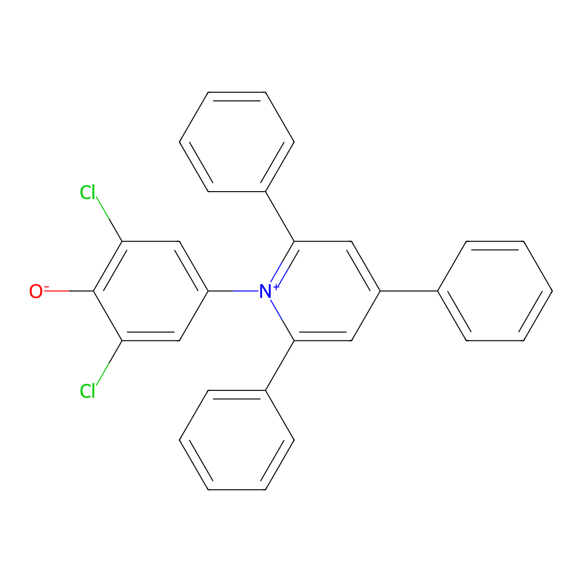 2,6-Dichloro-4-(2,4,6-triphenyl-1-pyridinio)phenolate molecular structure, CAS 121792-58-3