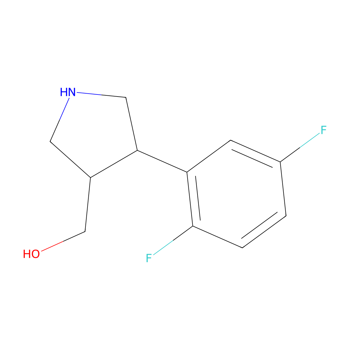 ((3S,4R)-4-(2,5-difluorophenyl)pyrrolidin-3-yl)methanol molecular structure, CAS 1217976-49-2