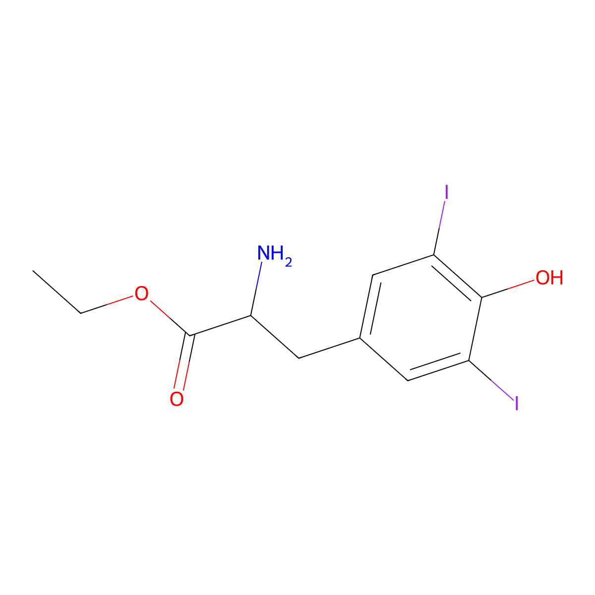 ethyl (2R)-2-amino-3-(4-hydroxy-3,5-diiodophenyl)propanoate molecular structure, CAS 1217976-56-1