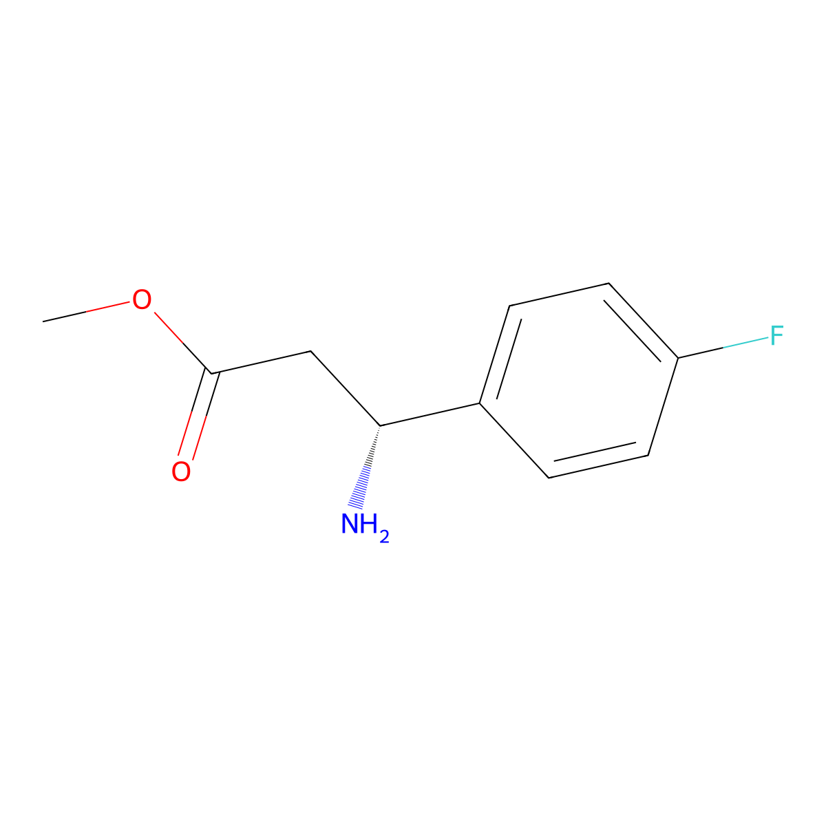 methyl (3R)-3-amino-3-(4-fluorophenyl)propanoate molecular structure, CAS 1217977-33-7