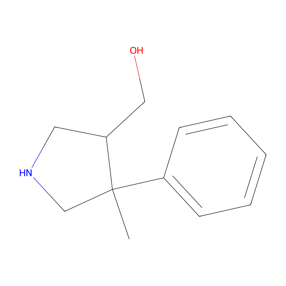 3-pyrrolidinemethanol, 4-methyl-4-phenyl-, (3S,4R)-, hydrochloride molecular structure, CAS 1217978-12-5