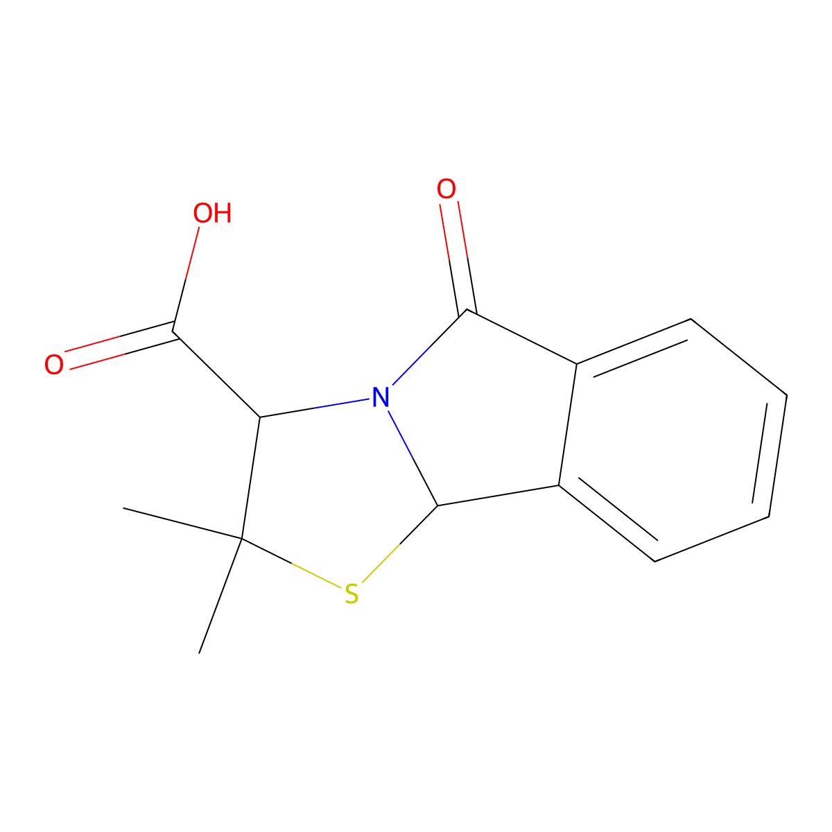 2,2-Dimethyl-5-oxo-2,3,5,9b-tetrahydro[1,3]thiazolo[2,3-a]isoindole-3-carboxylic acid molecular structure, CAS 1217983-08-8