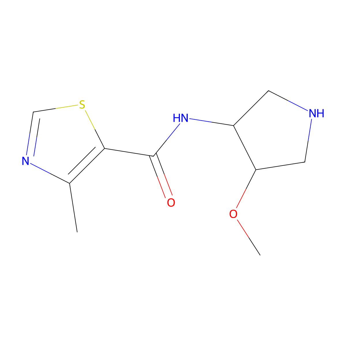 N-[(4S)-4-methoxypyrrolidin-3-yl]-4-methyl-1,3-thiazole-5-carboxamide molecular structure, CAS 1217989-02-0