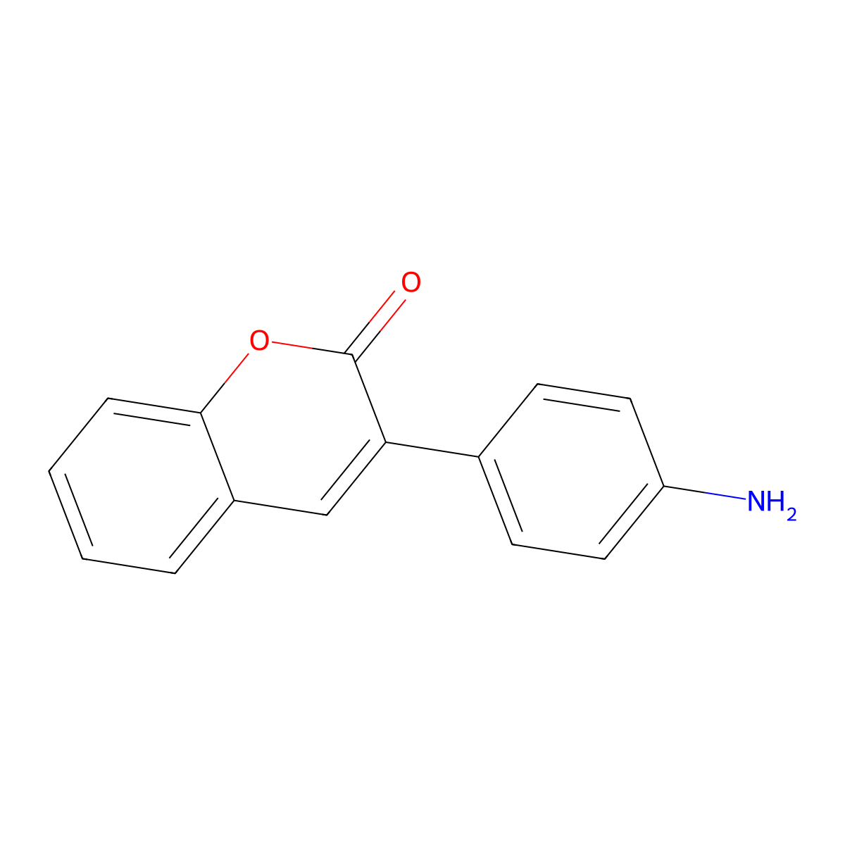 3-(4-aminophenyl)-2H-chromen-2-one molecular structure, CAS 1218-54-8