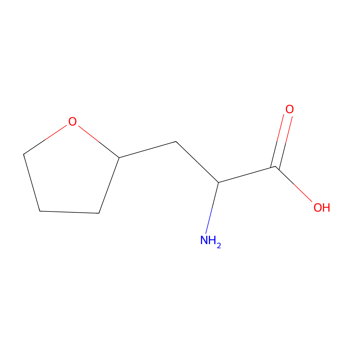 2-Amino-3-(oxolan-2-yl)propanoic acid molecular structure, CAS 1218002-71-1