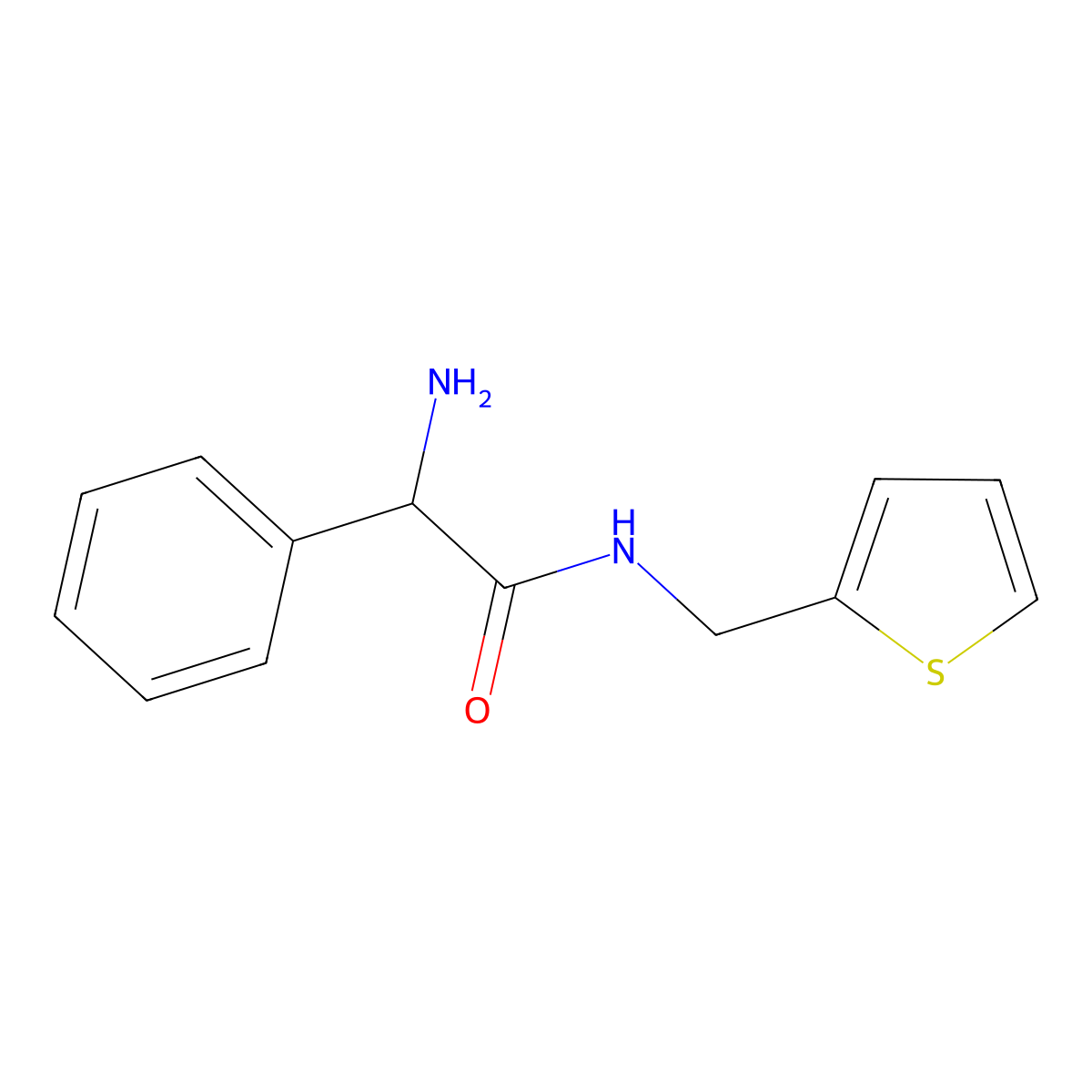 2-amino-2-phenyl-N-(thiophen-2-ylmethyl)acetamide molecular structure, CAS 1218009-07-4