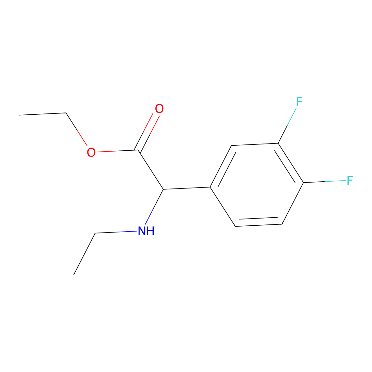 Ethyl 2-(3,4-difluorophenyl)-2-(ethylamino)acetate molecular structure, CAS 1218010-14-0