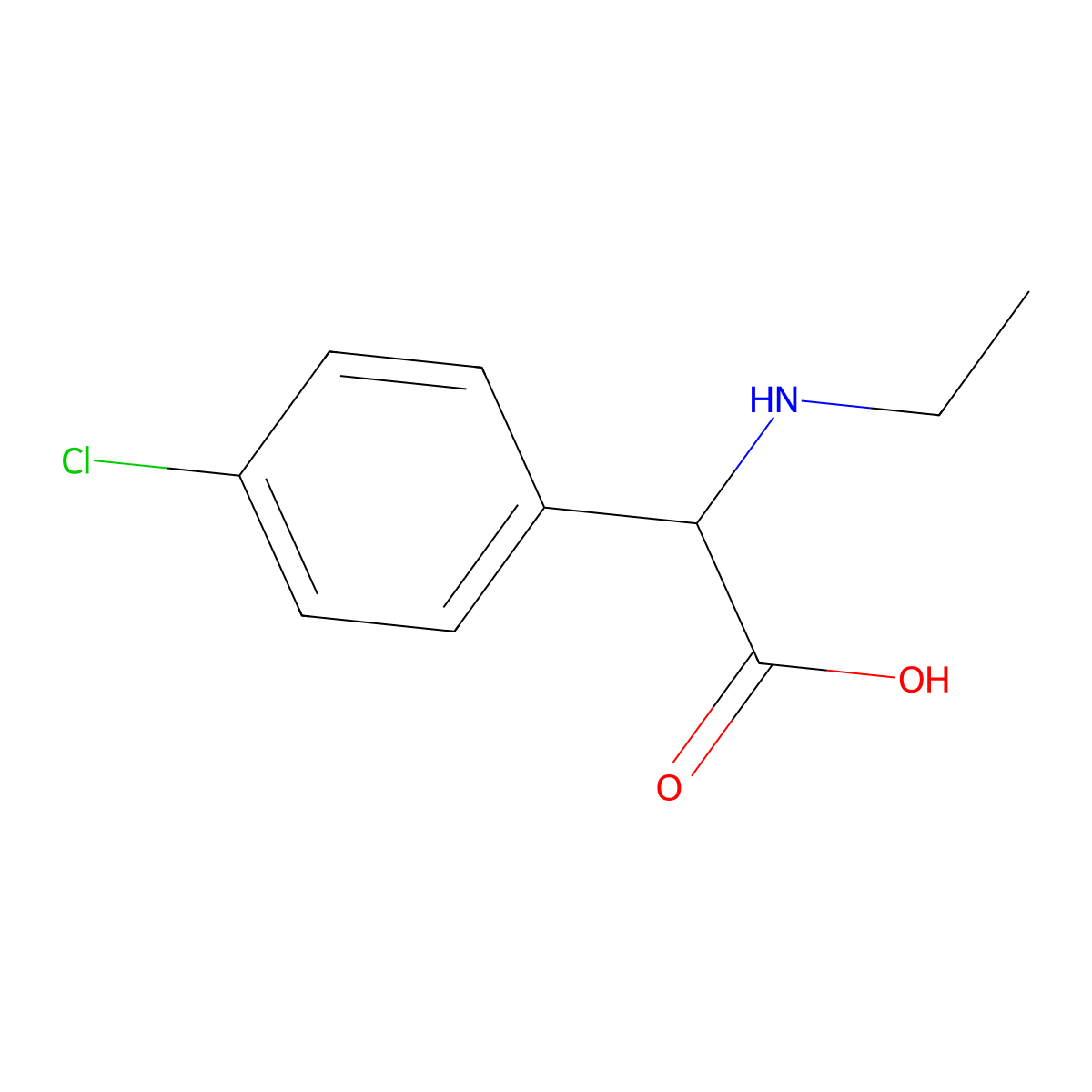 2-(4-Chlorophenyl)-2-(ethylamino)acetic acid molecular structure, CAS 1218013-69-4