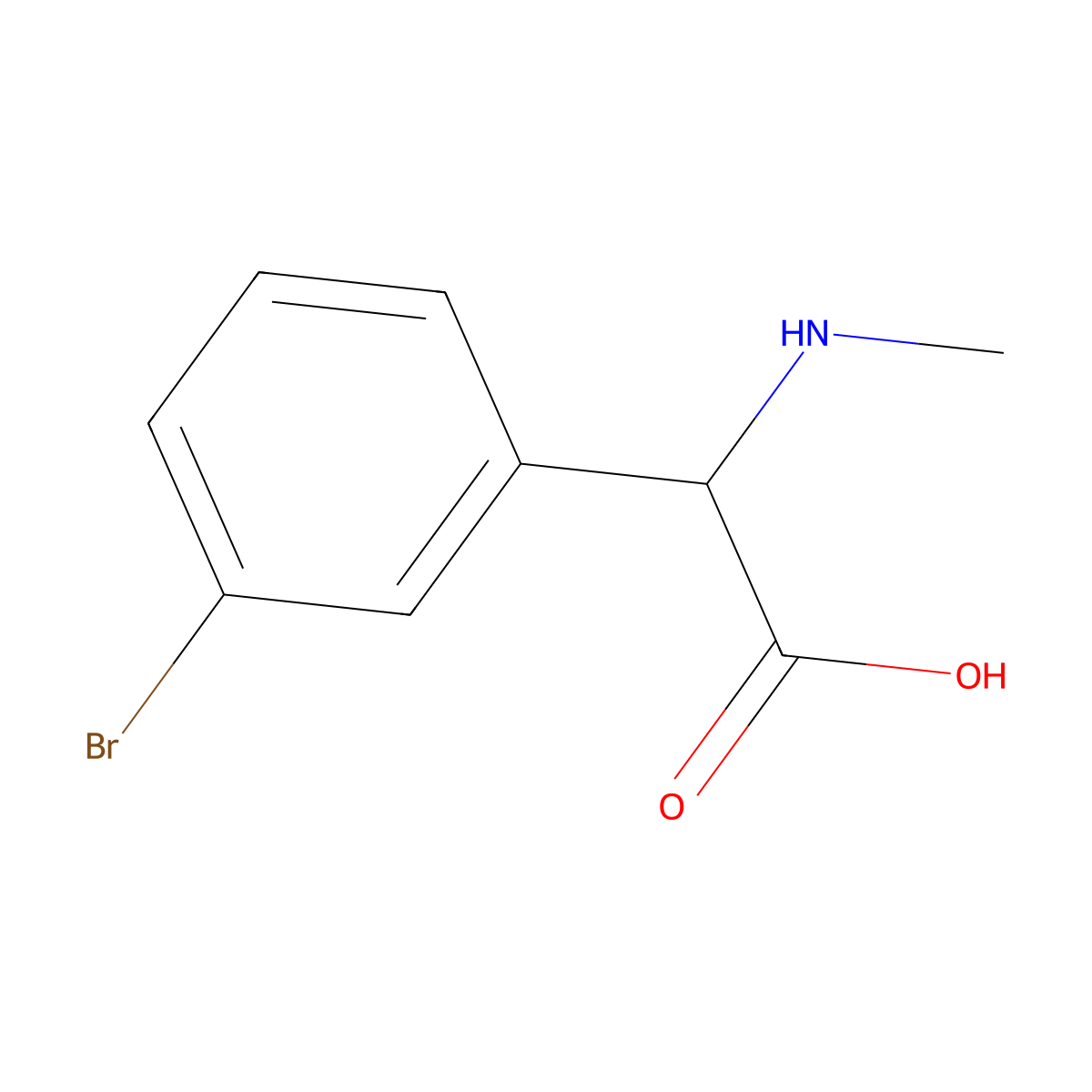 2-(3-Bromophenyl)-2-(methylamino)acetic acid molecular structure, CAS 1218025-04-7