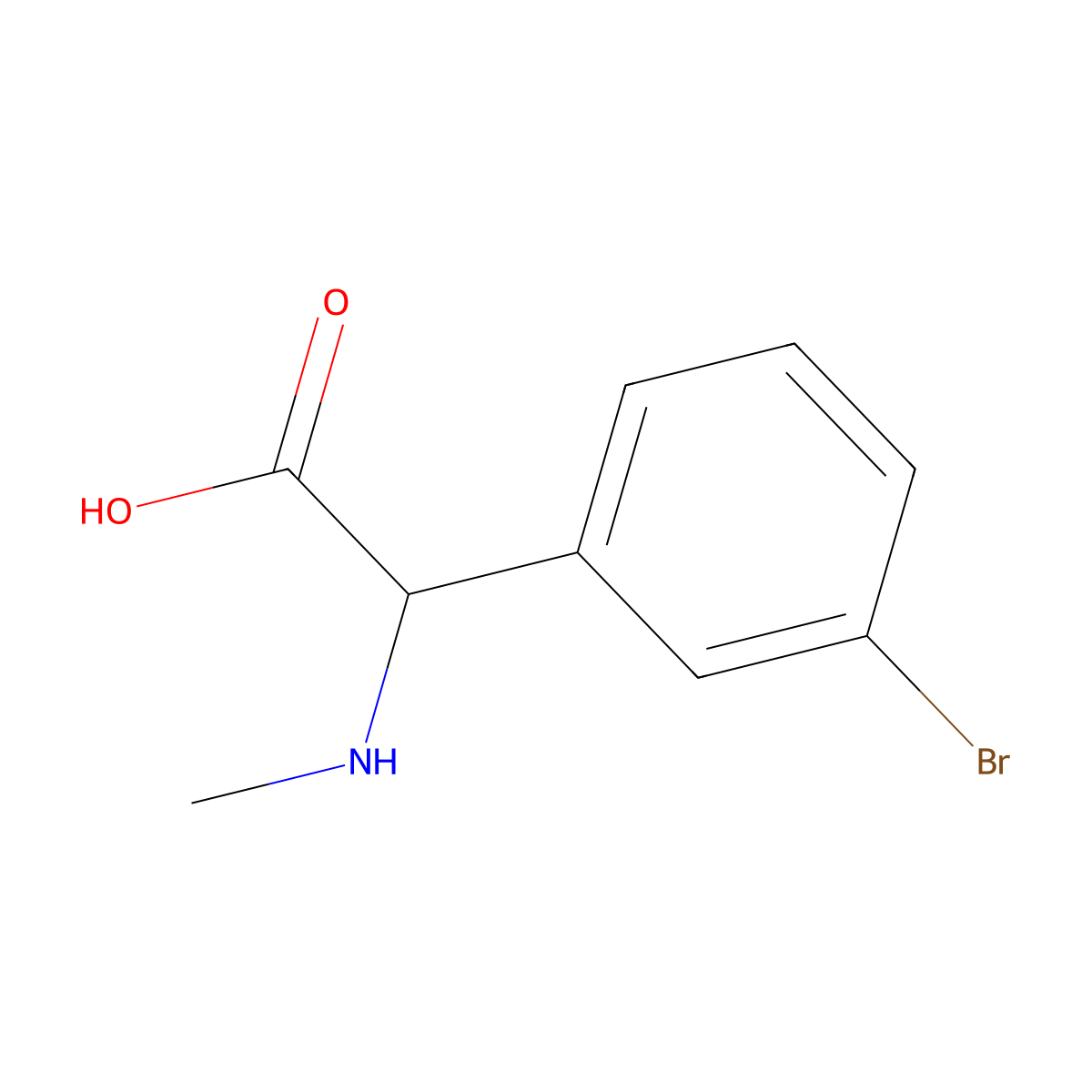 2-(3-Bromophenyl)-2-(methylamino)acetic acid molecular structure, CAS 1218025-04-7